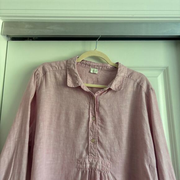 Poetry Women’s 100% Linen Light Pink Pullover Long Sleeve Top Beachy Sz 16 - Picture 3 of 15